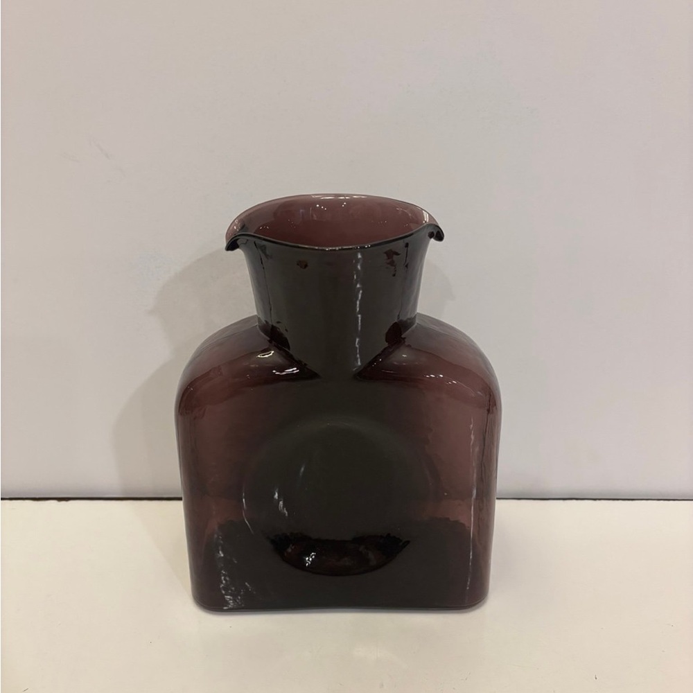 Vintage Blenko Double Spout Water Bottle Pitcher Carafe Purple Amethyst - Picture 2 of 9